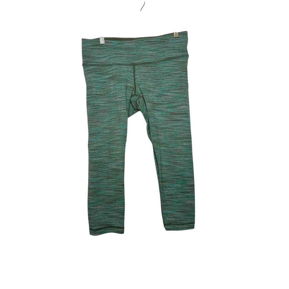 Lululemon High Rise Crop Leggings Women's Green Heathered Size 10 Activewear Gym